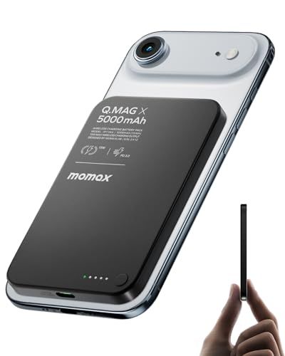 MOMAX マグセーフ MagSafe対応 【8.3MM薄型 急速充電】 軽量 小型 マグネット式 ワイヤレス 5000mAh PD20W (15W for Android/7.5W for iPhone) 2台同時充電可能 iPhone 1 f22c3f31