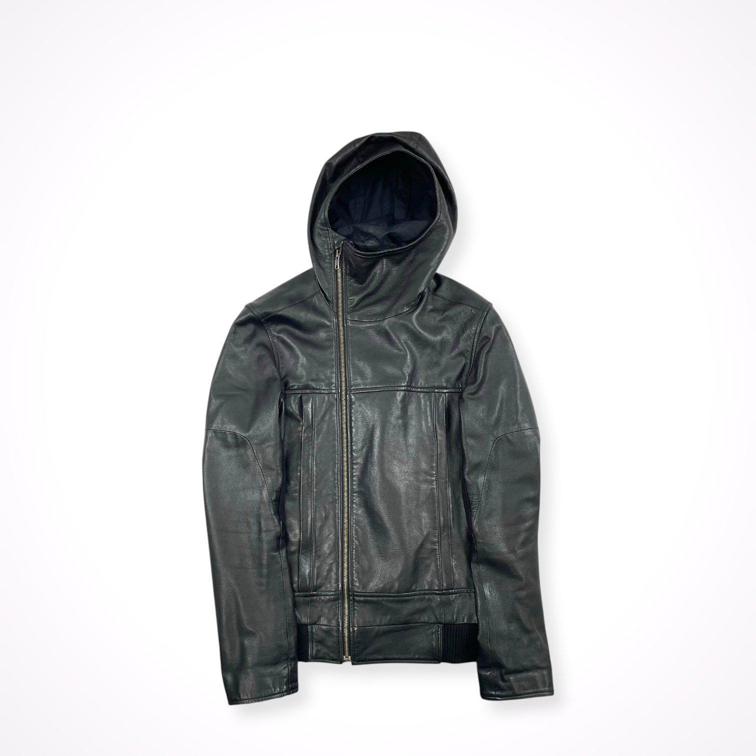 HELMUT LANG / アシンメトリーレザーフーディ 09年製 SIZE:S