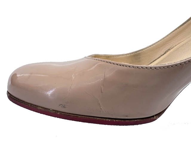 【美品】クリスチャン ルブタン パテント パンプス 36 ヌードベージュ クリスチャンルブタン Christian louboutin MISS GENA 85 PATENT CALF