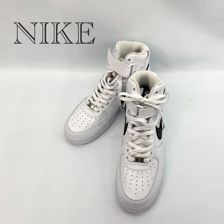 美品 NIKE AIR FORCE 1 HIGH White/Black CK4369-100 ハイカットスニーカー 27cm ホワイト×ブラック メンズ 靴 _201068