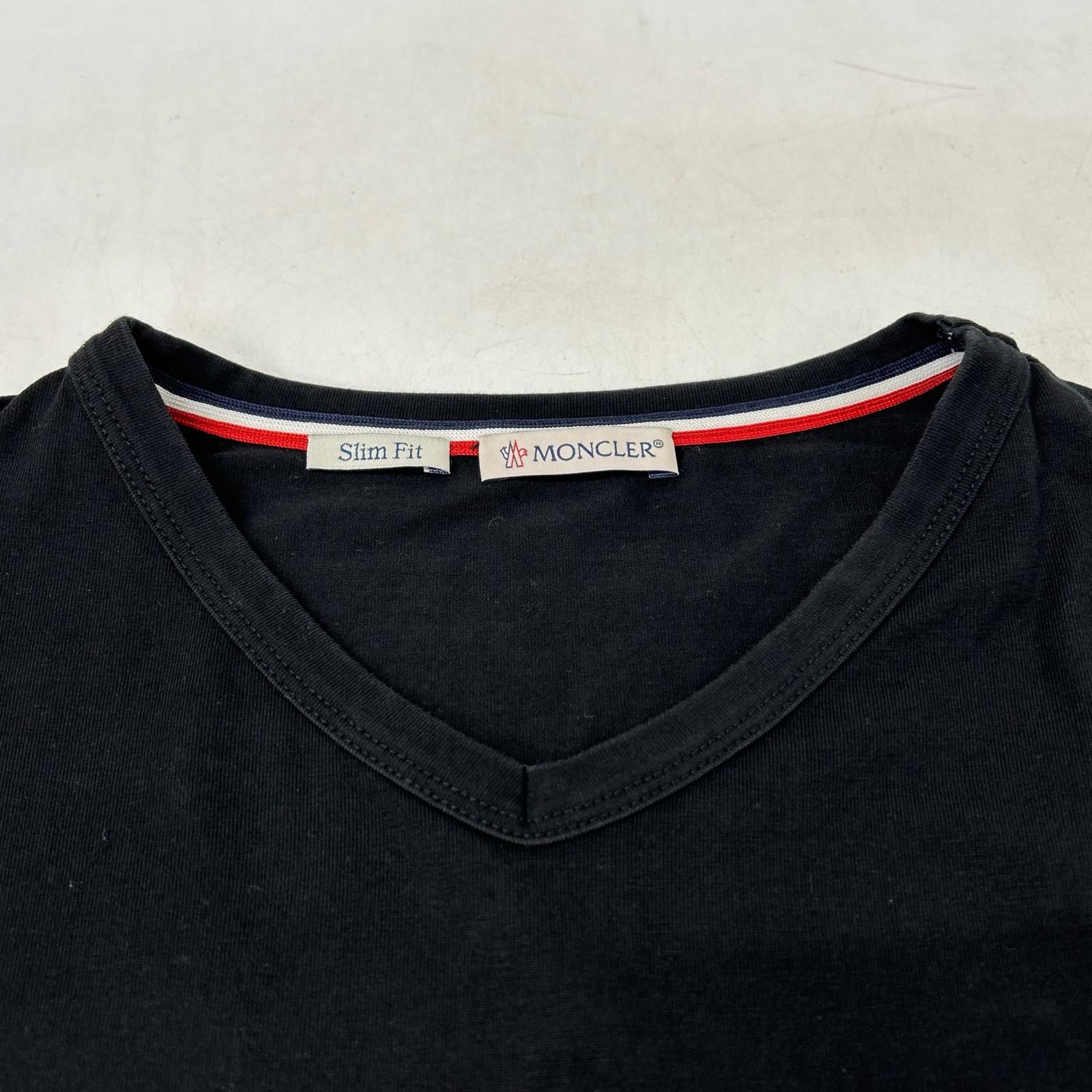 MONCLER モンクレール 19年 ブラック トリコロール Vネック Tシャツ M