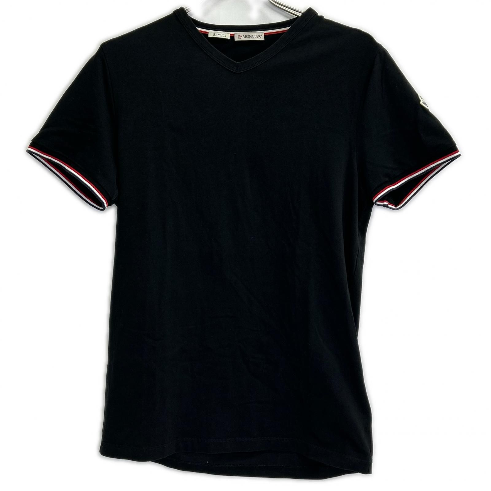 MONCLER モンクレール 19年 ブラック トリコロール Vネック Tシャツ M