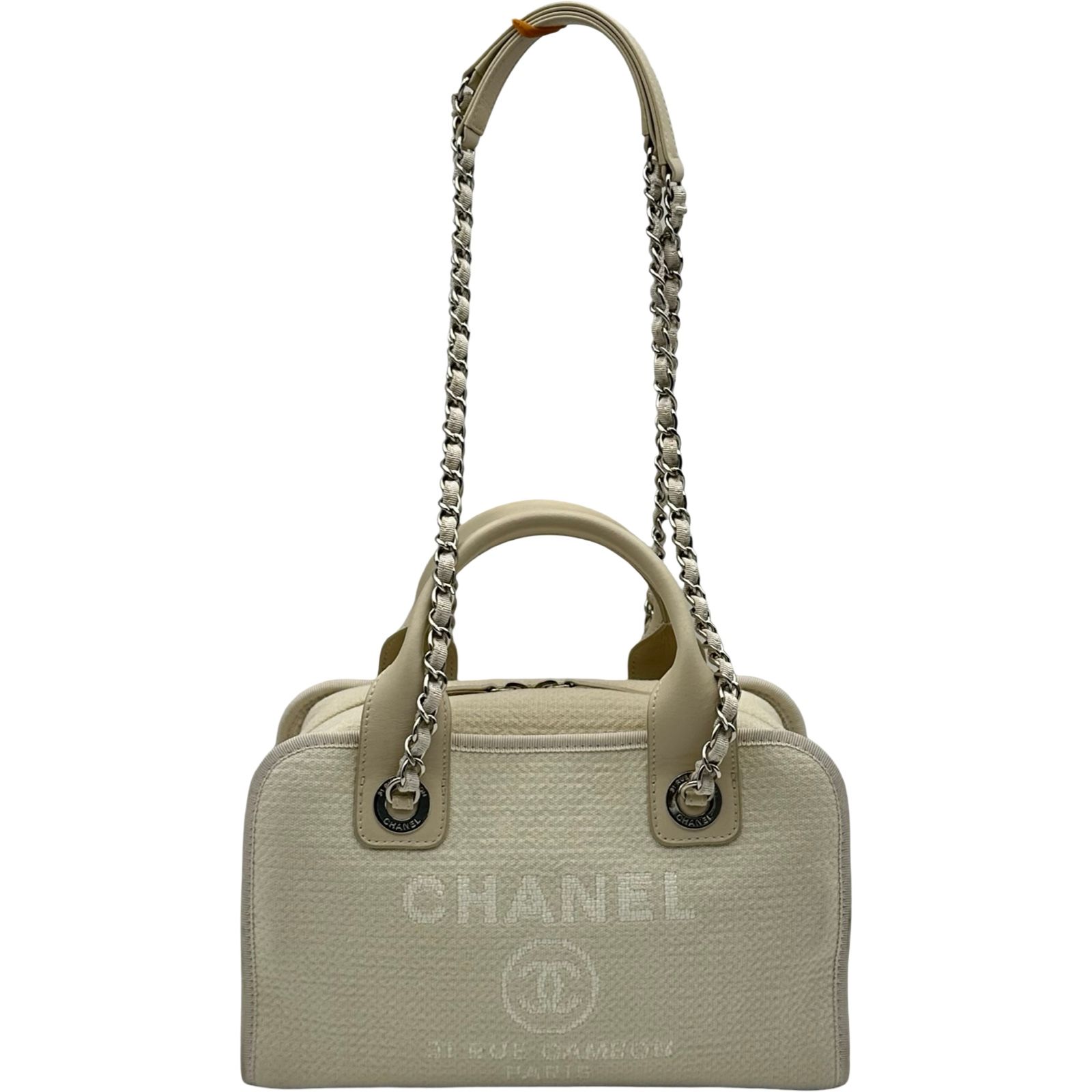 シャネル CHANEL ドーヴィル ボーリングバッグ A92750 ホワイト キャンバス/レザー レディース ショルダーバッグ