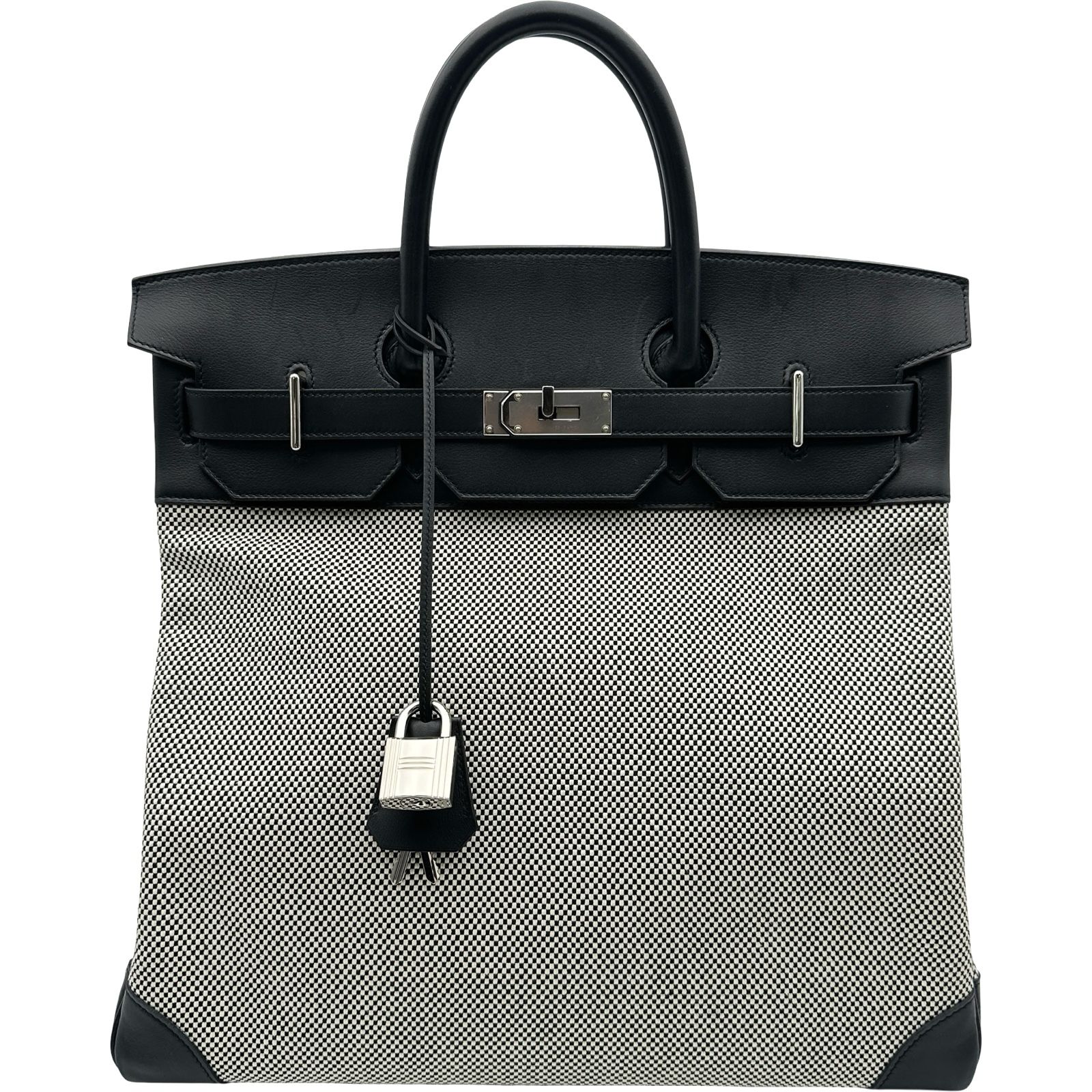 エルメス HERMES オータクロア40 Z刻印 ブラック シルバー金具 トワル レディース ハンドバッグ