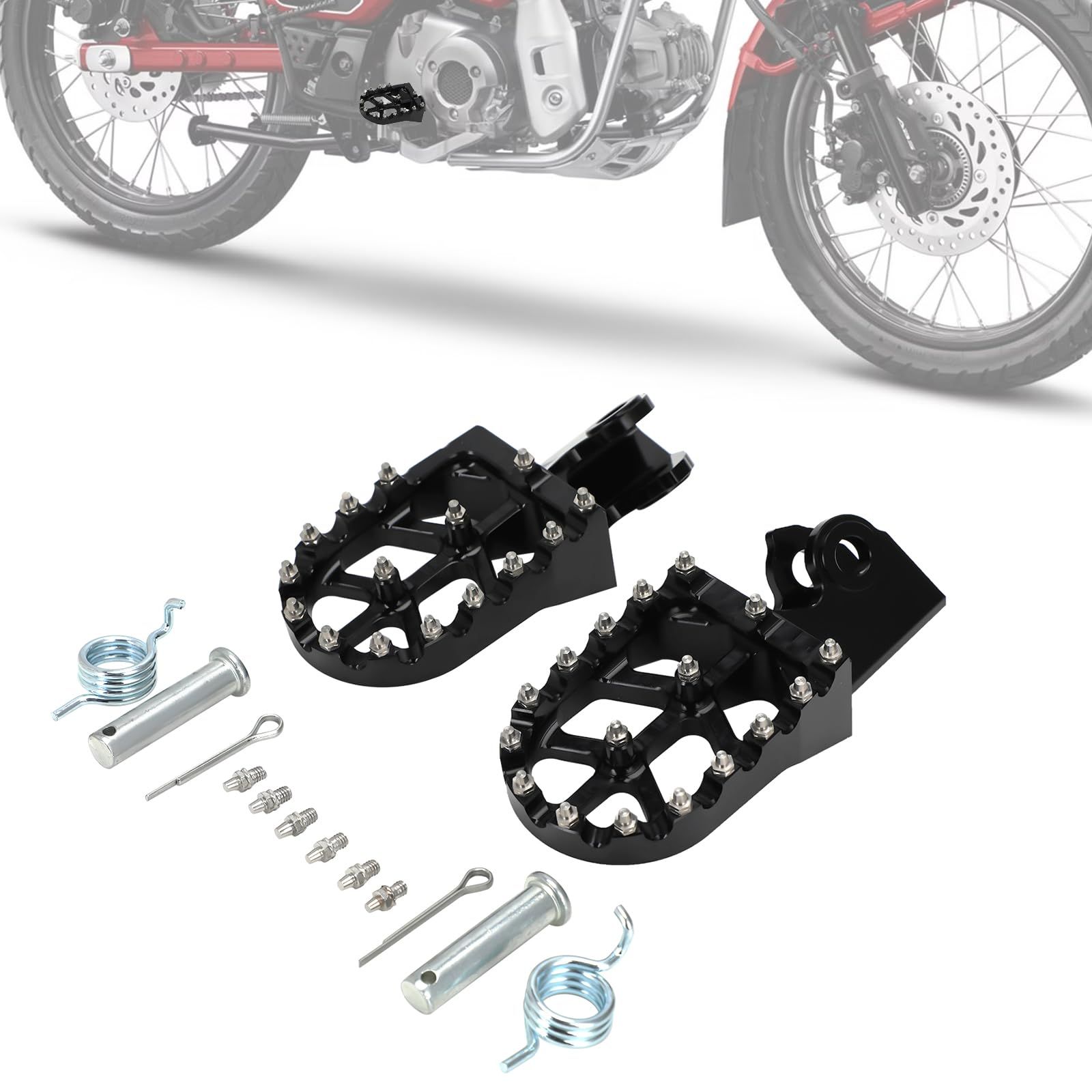 JFG バイク フットペグ ステップ 滑り止め アルミ製 可倒式 適用車種 ハンターカブ CT125 [JA65/JA55] オートバイ ‐ ブラック