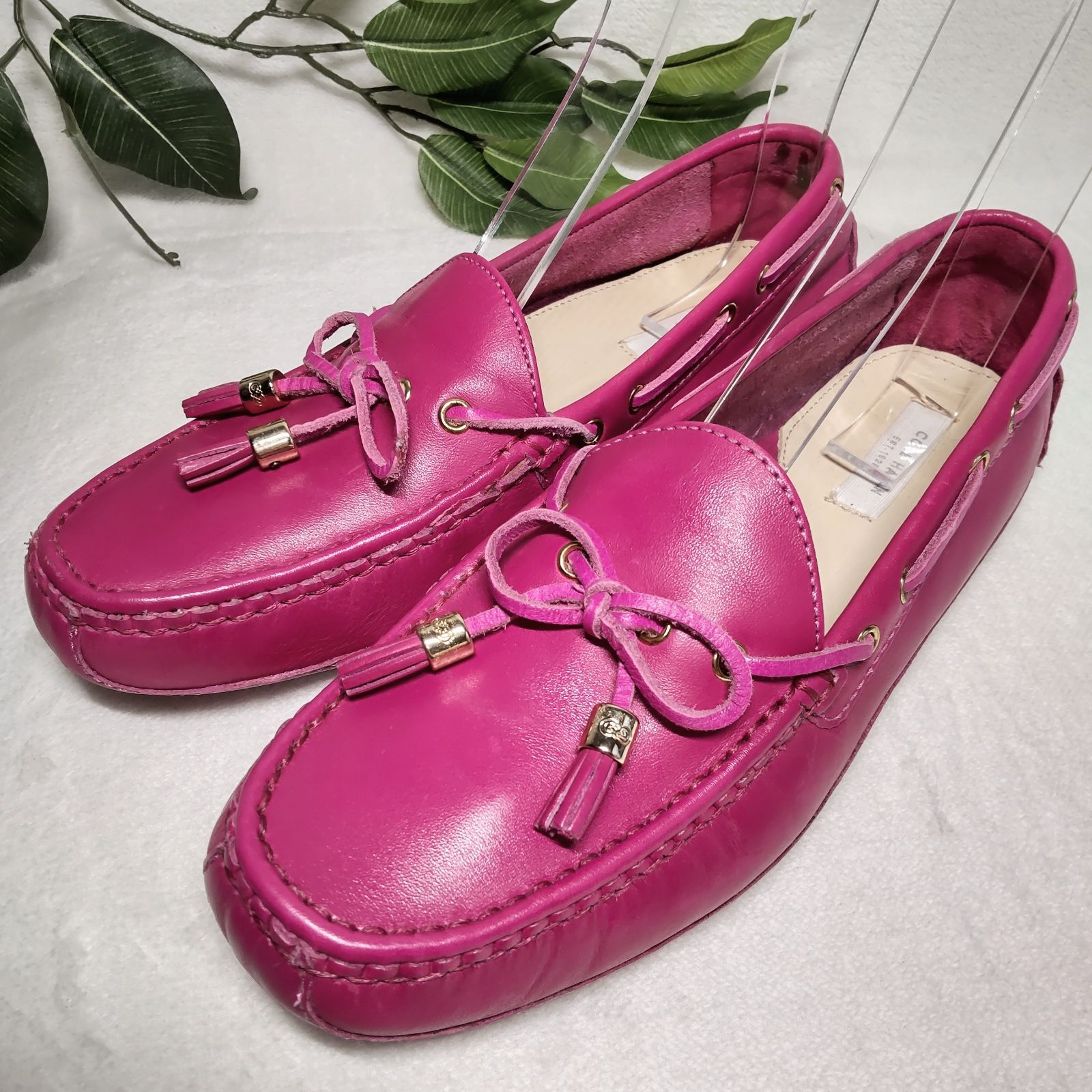 【良品】COLE HAAN/コールハーン/ドライビングシューズ/レザータッセル/ピンク/23.5cm