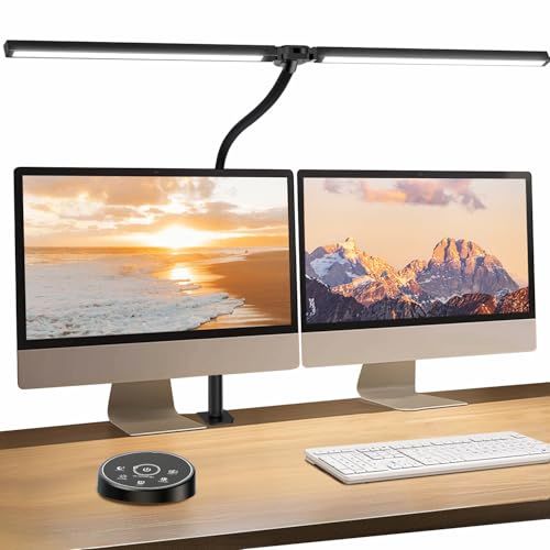 デスクライト LED 「無線リモコン・ダブル光源・幅800mm・24W・2000Lx」 5段階調光調色 電気スタンド クランプ「PSE認証済」 幅広 スタンドライト 多角度調節 卓上ライト 目に優しい 読書/勉強/仕事 ブラック BNT-DE 8248783c