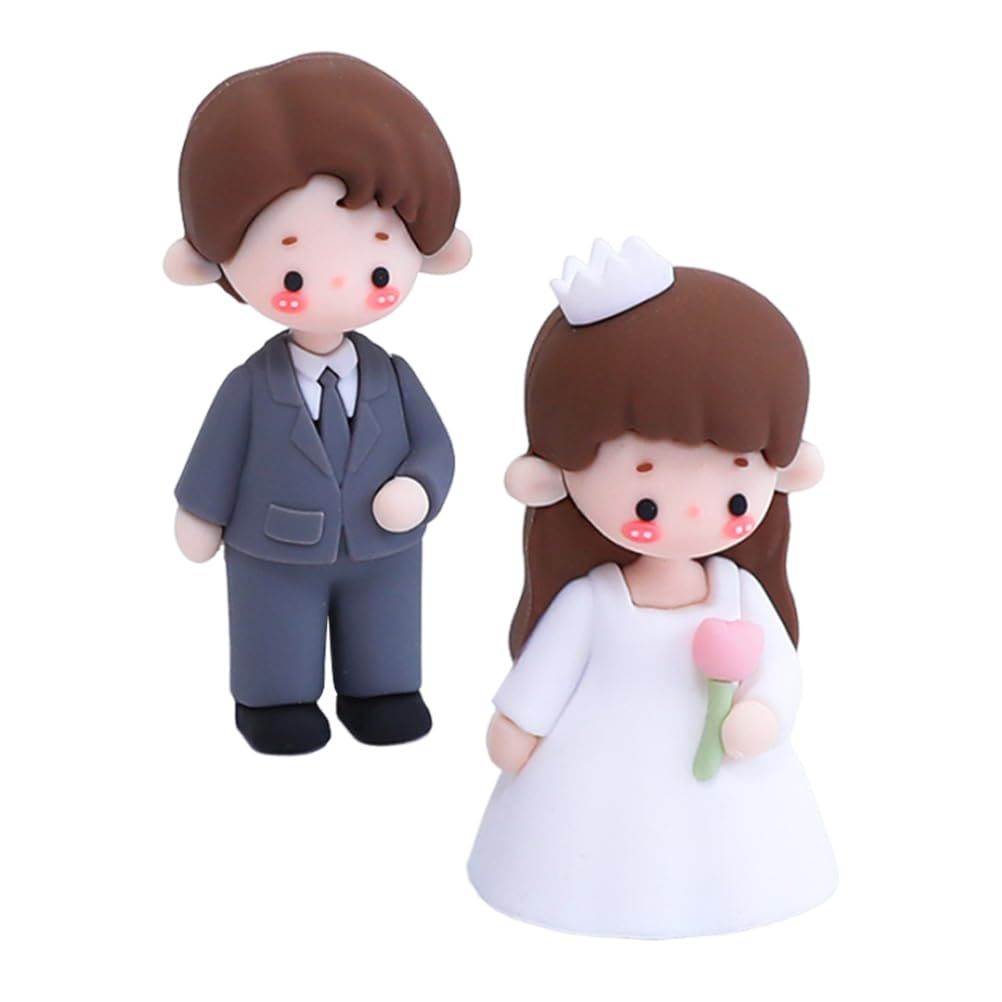 OUNONA 2個セット ウェディング 新郎新婦置物 結婚式飾り 手作り
