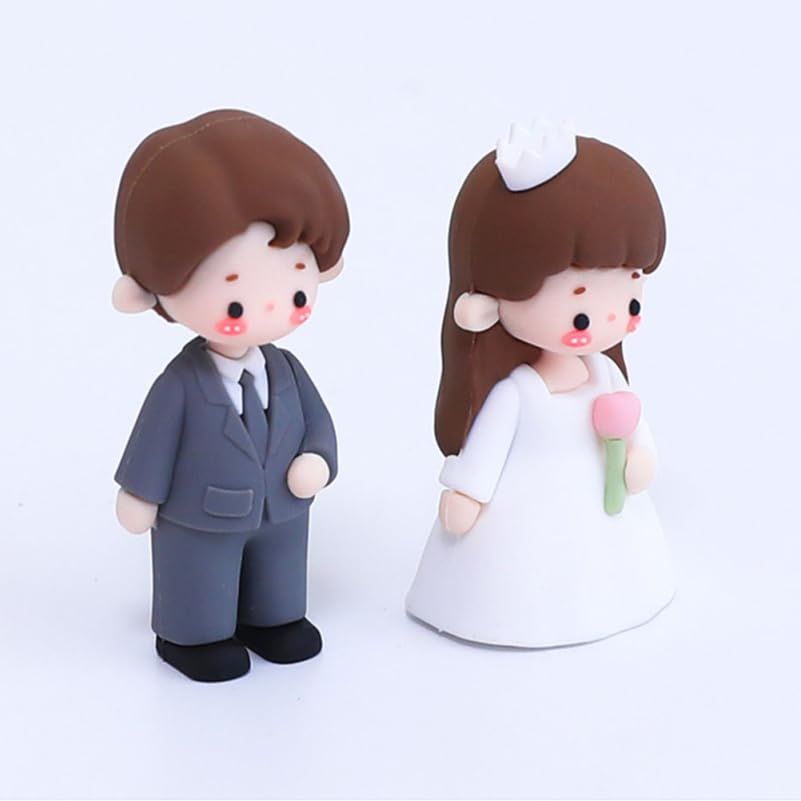 OUNONA 2個セット ウェディング 新郎新婦置物 結婚式飾り 手作り