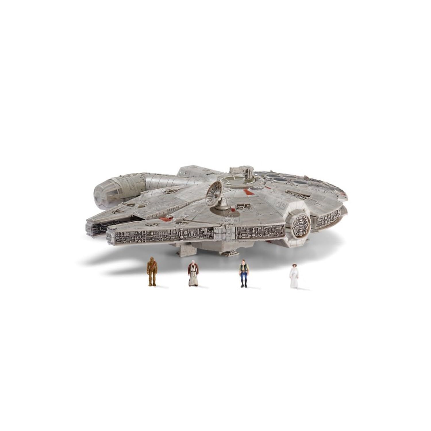 スターウォーズ マイクロギャラクシー飛行隊アサルトクラス ミレニアムファルコン - 7インチ車両 1インチのハン・ソロ、チューバッカ、レイア姫、オビ・ワン・ケノービのマイクロフィギュア、マルチカラー