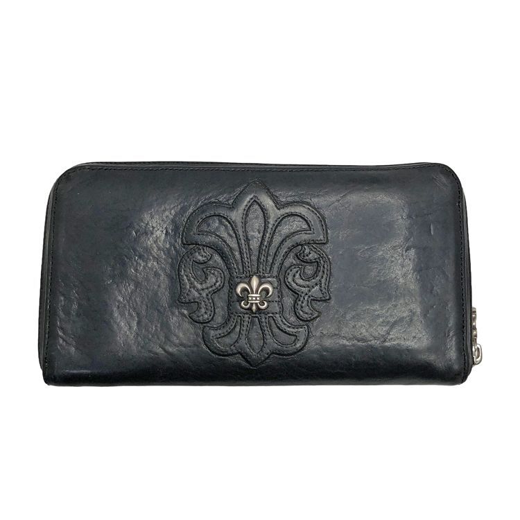 Chrome Hearts クロムハーツ REC F ZIP BS BSフレア レザーウォレット ラウンドファスナー長財布 ダガーチャーム ブラック 長財布 レザー SV925
