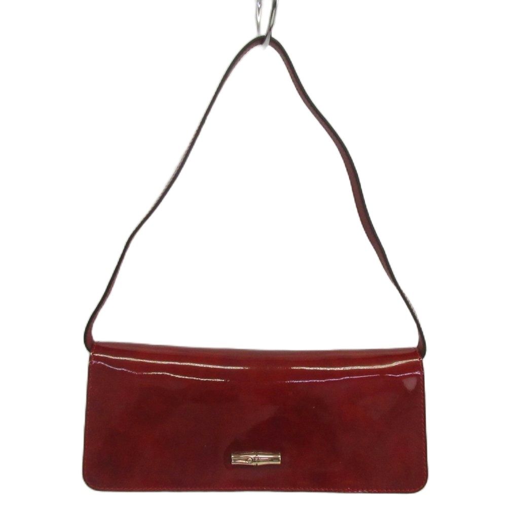 ロンシャン LONGCHAMP ハンドバッグ ワンショルダー エナメル フラップ 赤 レッド /XZ ■GY18