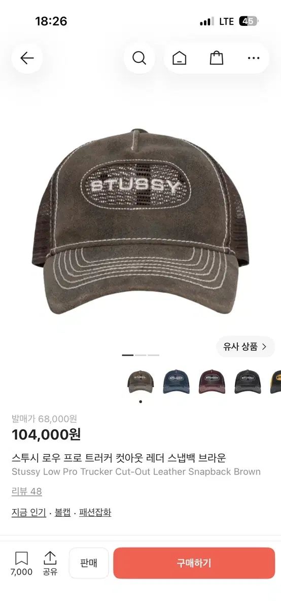 STUSSY ロープロ トラッカー ブラウン キャップ