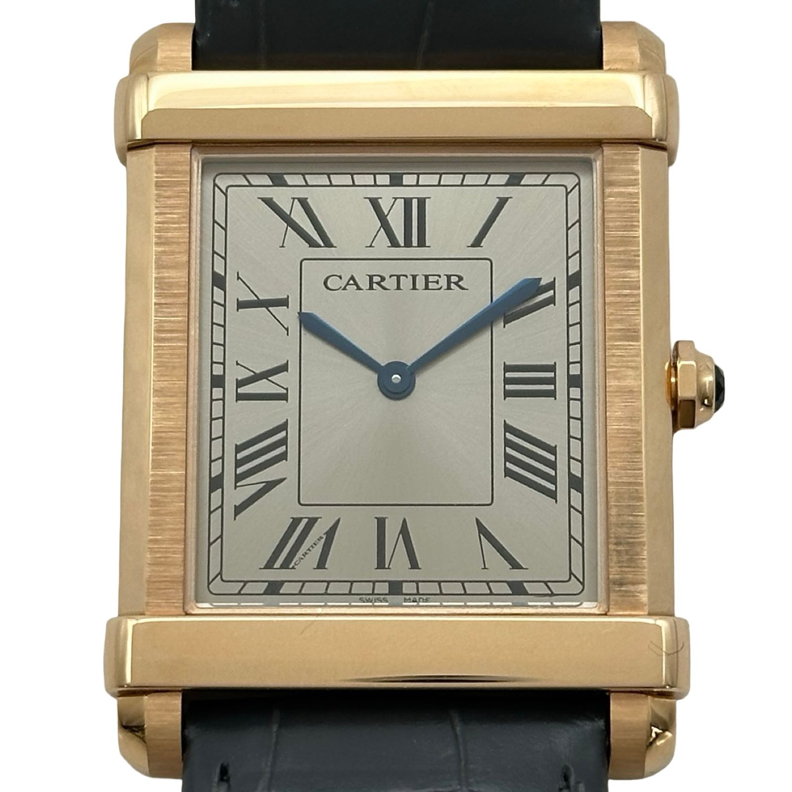 カルティエ Cartier タンク シノワーズ LM 世界150本限定 WGTA0075 グレー ピンクゴールド 手巻き メンズ 腕時計