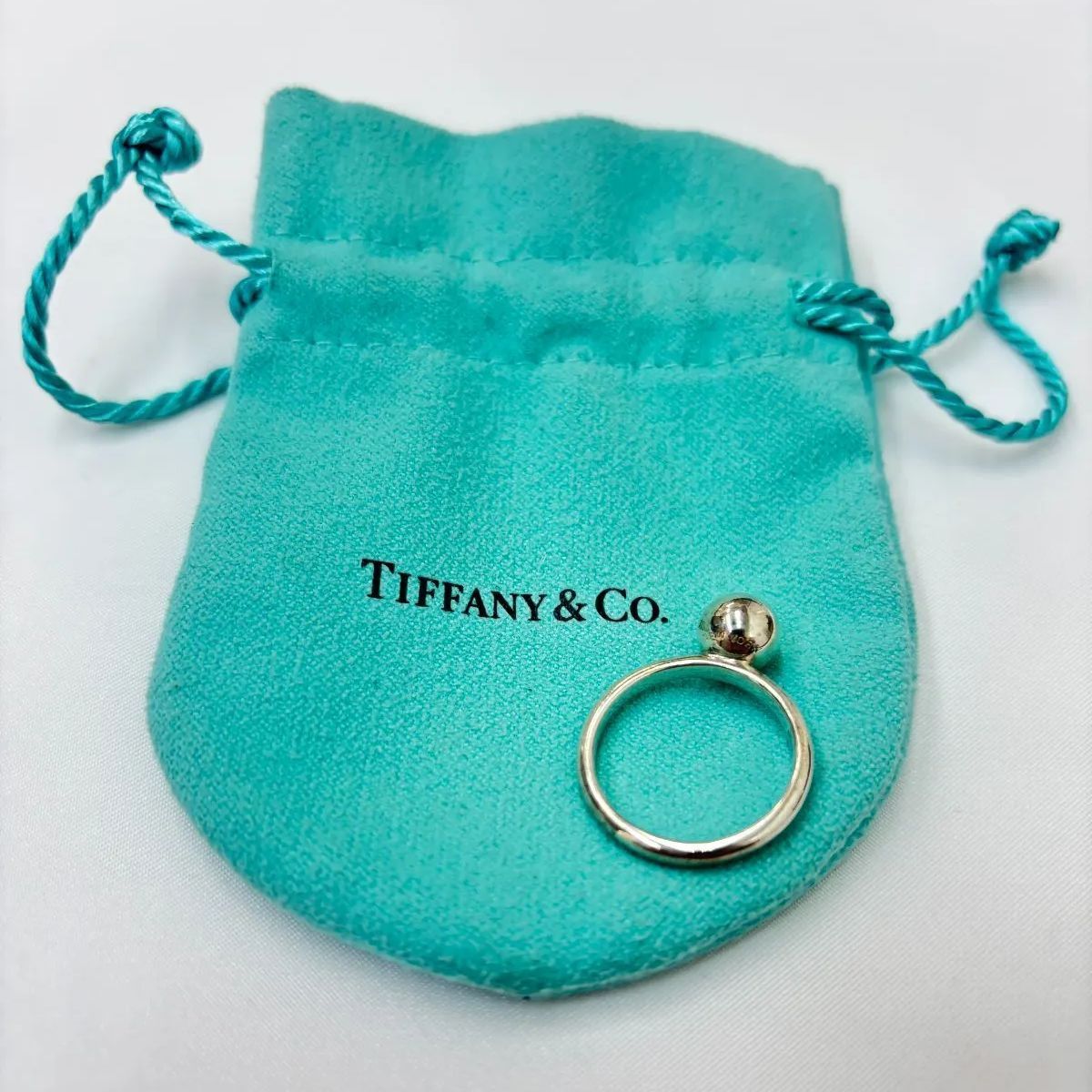 N【ヴィンテージ】ティファニー Tiffany & Co. silver 925 ハードウェアボール リング 13号