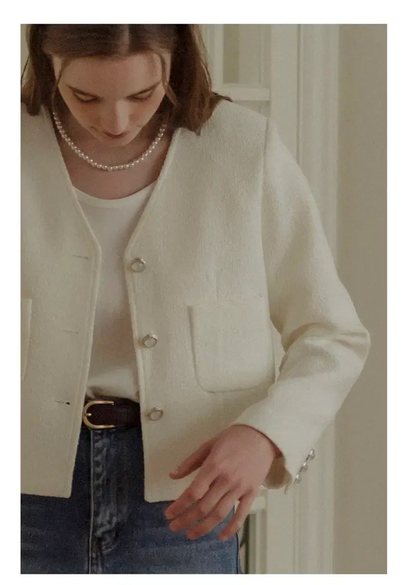 TILL I DIE Collarless ourora tweed jacket_Cre