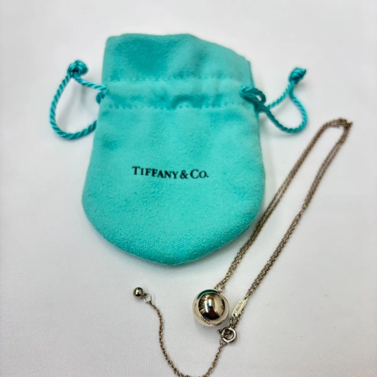 んN【ヴィンテージ】ティファニー Tiffany & Co. silver 925 ハードウェアボール ネックレス
