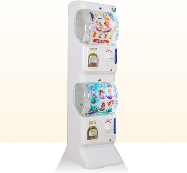 【中古】二段式ガチャマシーン ガチャガチャ 本体 2段式 業務用 大容量 ガチャガチャマシーン 価格設定:100〜400円 新改良プラスチックノブ 【ホワイト】