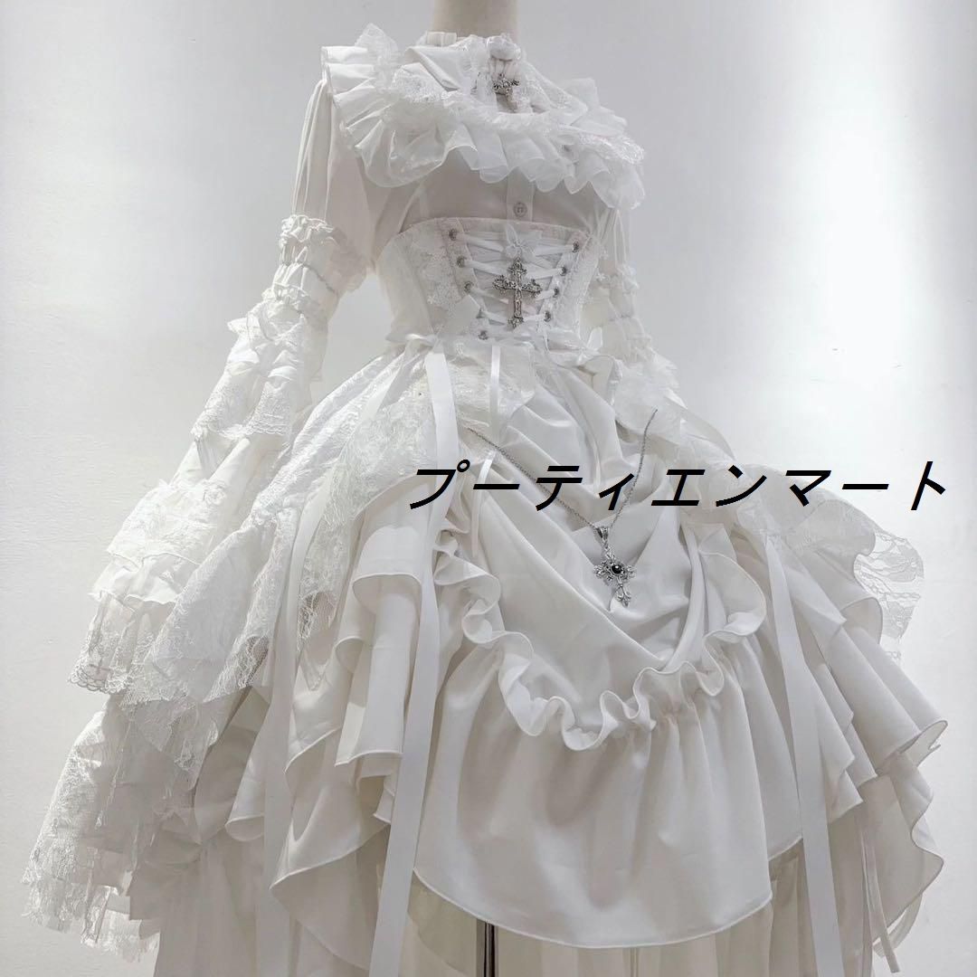 新品 ゴスロリ ロリータ 3点セット ゴシック スカート 姫袖ブラウス ウエストカバーvs516