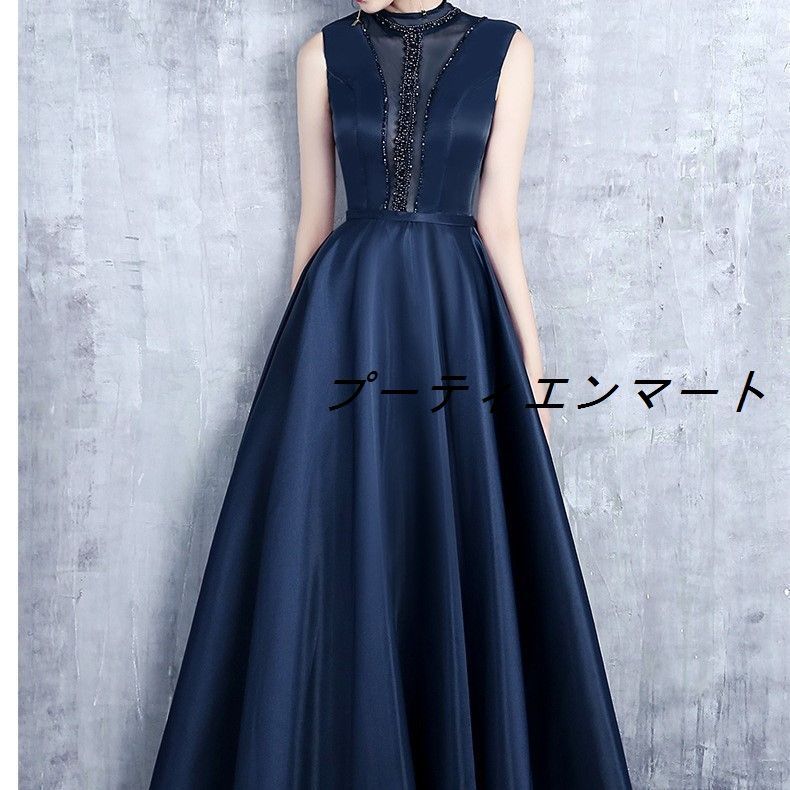 新品 ロングドレス 演奏会 演奏会用ドレス カラー ドレス イブニングドレス 袖なし 大人 ピアノ 発表会 着~せ コンクール 発表会 高校生 中学生 ジュニア コンサートドレス パーティー 大きいサイズ レッド ネイビー 演奏会ドレス vs516