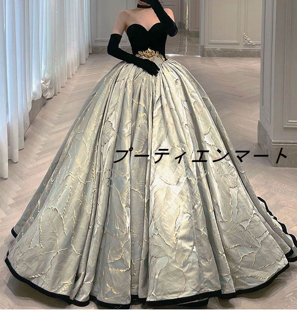 新品 カラードレス カクテルドレス ロングドレス ブラック 花柄 パーティードレス 発表会 演奏会 結婚式 ステージ イブニングドレス 黒 チューブトップ ロングトレーンドレス 前撮り レトロ vs516