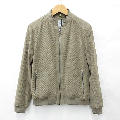 センス SSEINSE ジャケット ブルゾン ジップアップ フェイクスウェード パンチング ドット リブ 茶 ブラウン L