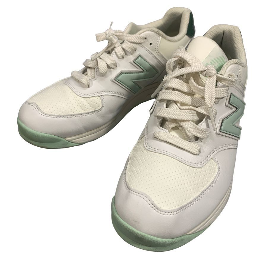 ニューバランス ゴルフシューズ ローカット 574 v3 SL スパイクレス レザー ホワイト グリーン レディース サイズ24cm New Balance