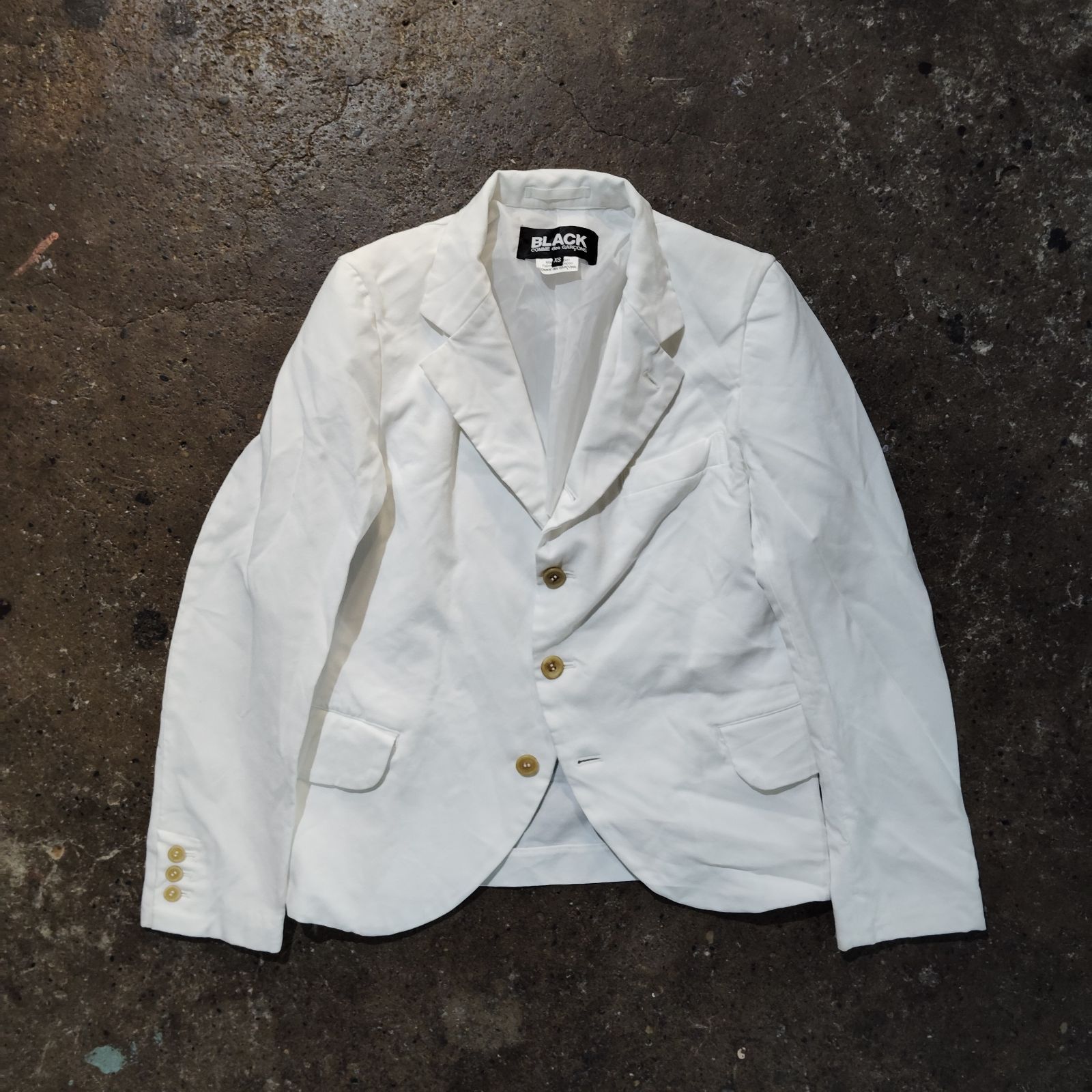 BLACK COMME des GARCONS 21ss ポリ縮4Bジャケット ホワイト ブラック