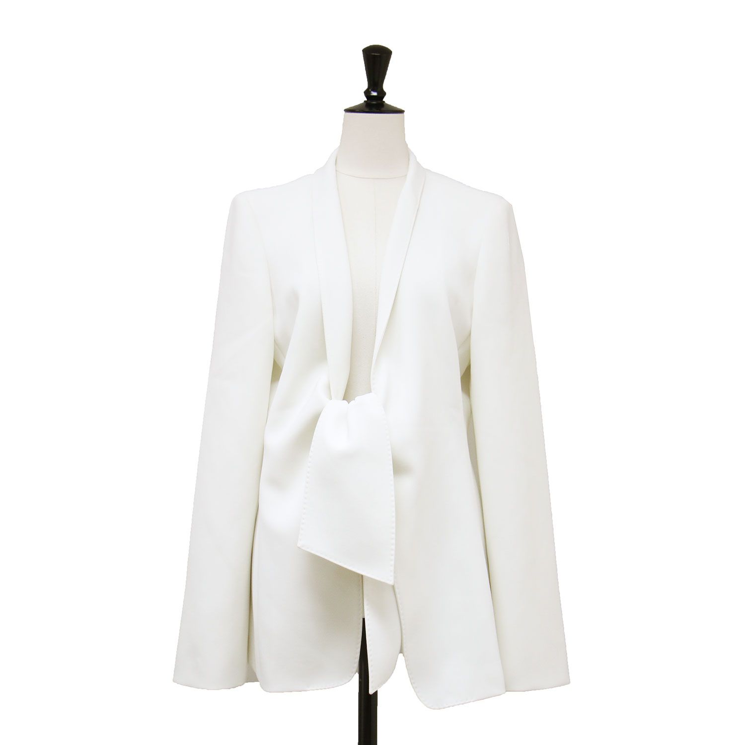 【美品】Max Mara マックスマーラ ジャケット ホワイト 白 サイズ:44(XL) | 25春夏 GHIOTTO キャディ ジャケット / ブレザー | スタンドカラー フロントタイ | アウター ブルゾン 上着【レディース】【中古】
