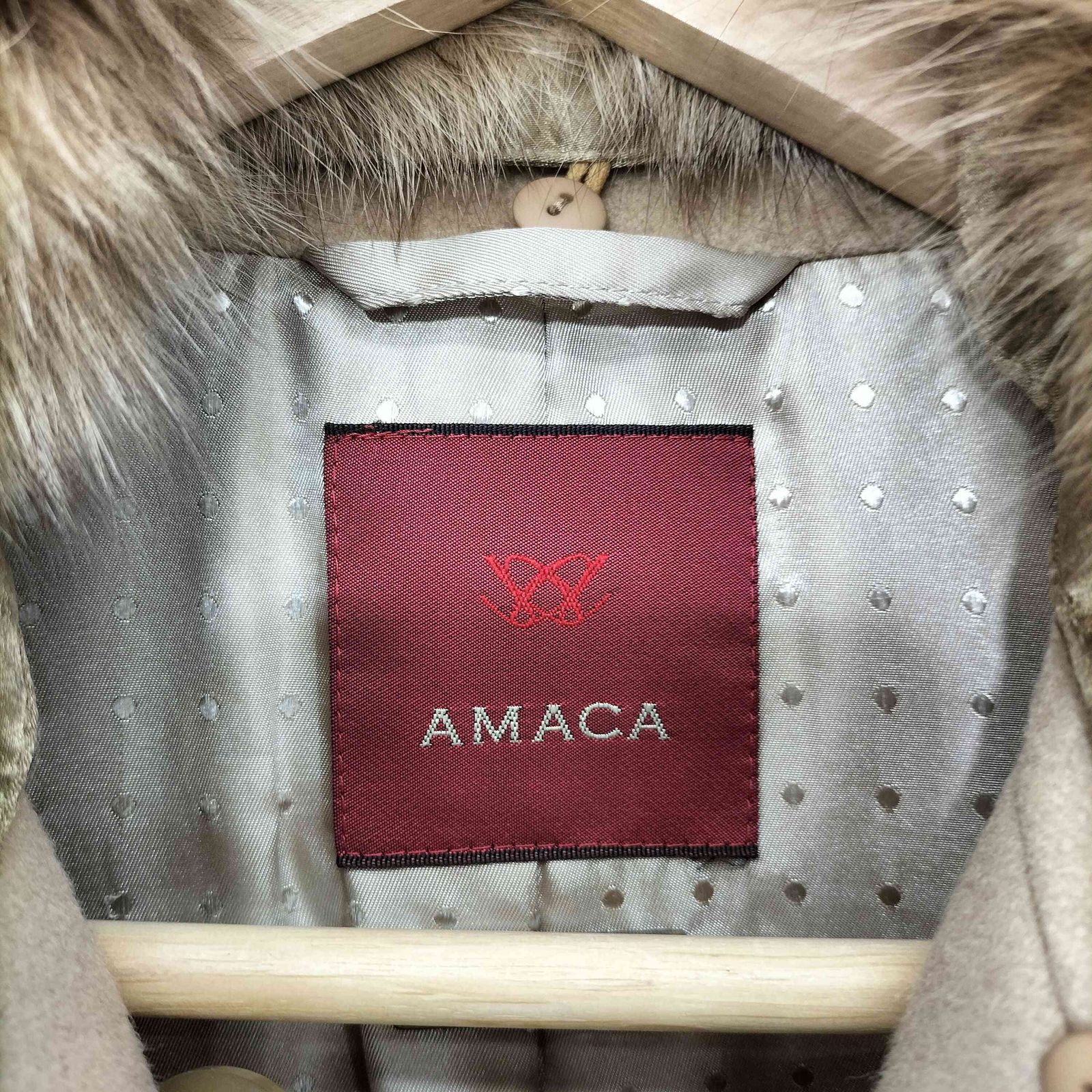 アマカ amaca ファー ウール ステンカラーコート レディース EUR：40
