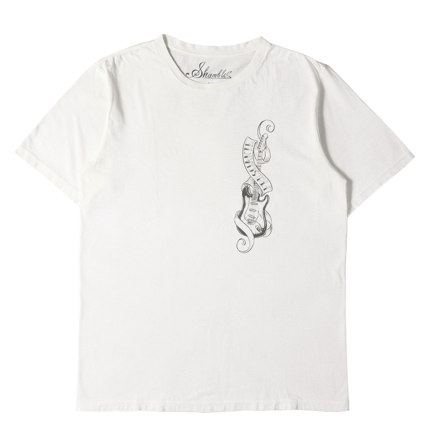 NUMBER (N)INE ナンバーナイン Tシャツ オフホワイト 白 サイズ:L | 00s Shambles ギターグラフィック コットン/カシミヤ Tシャツ | トップス カットソー 半袖【メンズ】【中古】