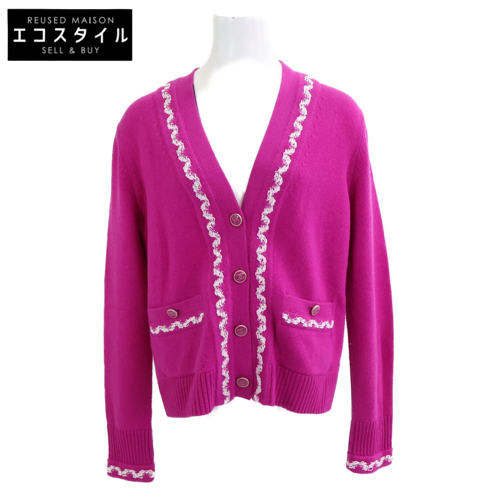 CHANEL　シャネル　【美品/国内正規】P70492K10061 カシミヤ100％ ココマークボタン カーディガン　38