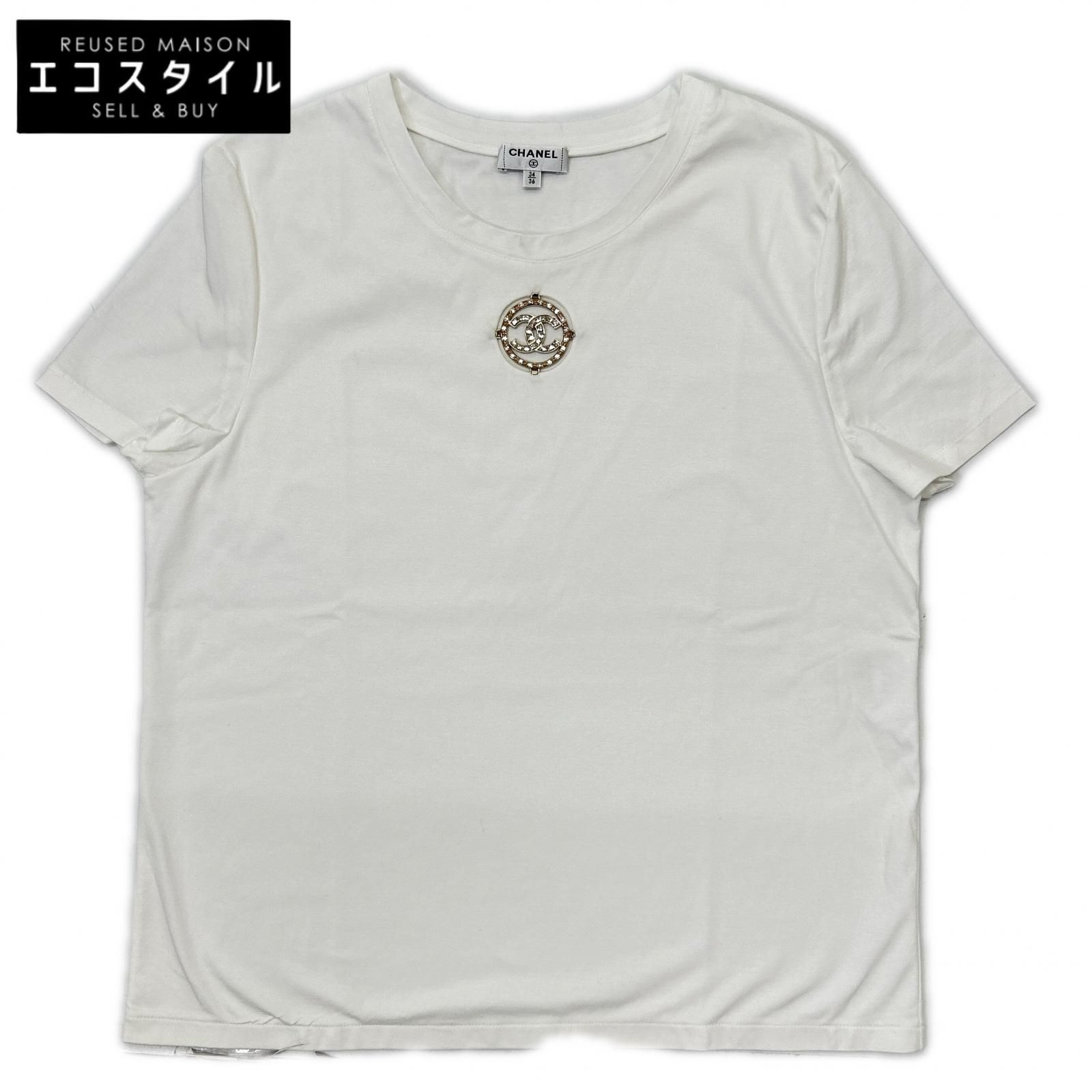 CHANEL　シャネル　P64269K60251 ココマークブローチ ホワイト Tシャツ　34/36