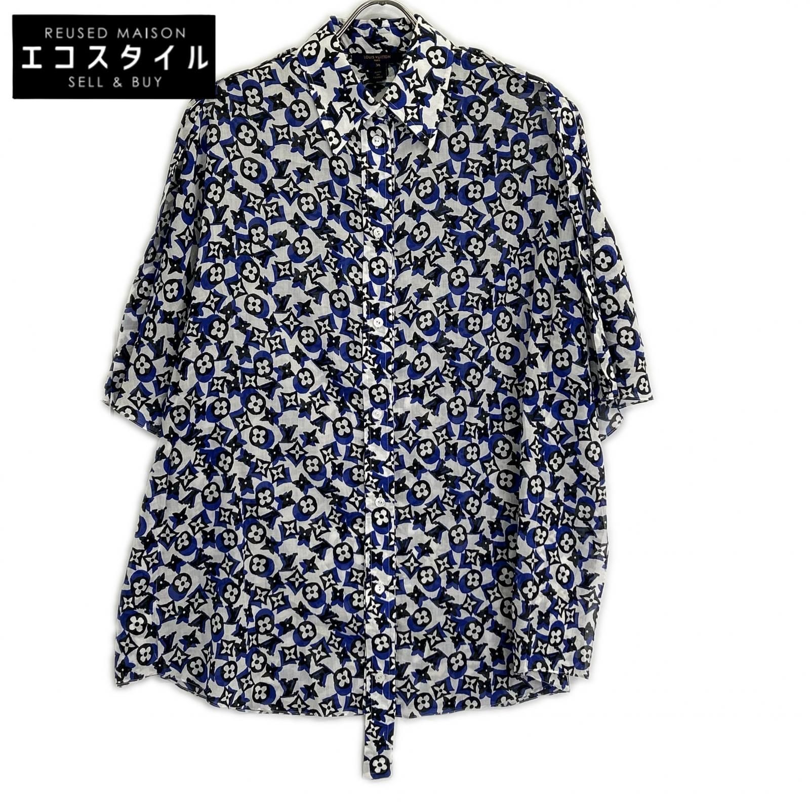 LOUIS VUITTON　ルイヴィトン　【美品/国内正規】RW191W JNQ FGBL20 モノグラム総柄 半袖ブラウス　36