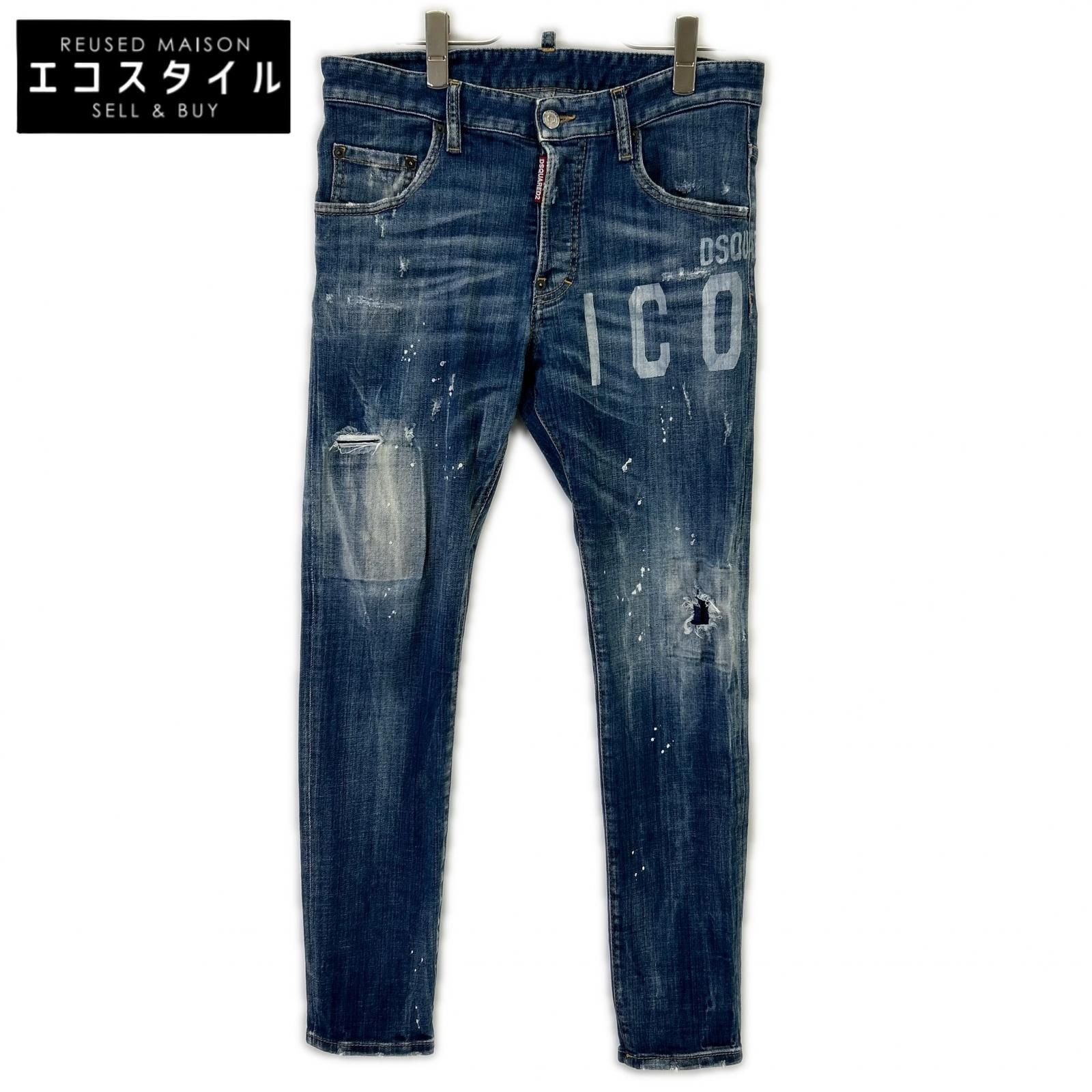 メンズ DSQUARED2 ディースクエアード S79LA0023 ブルー Skater Jeans 