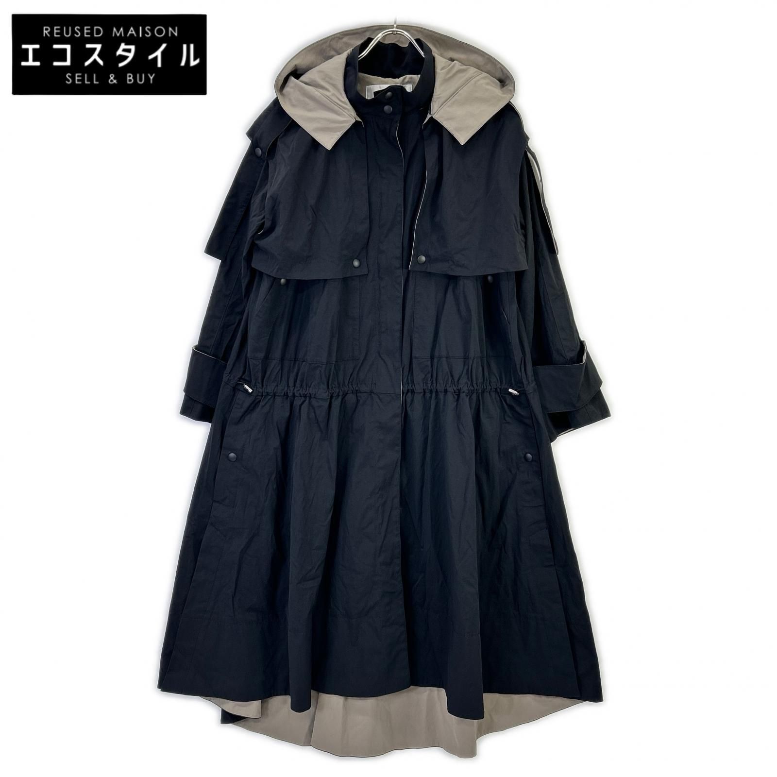 ADORE　アドーア　531-1152101 トープ×ブラック ドライナイロンコート　36