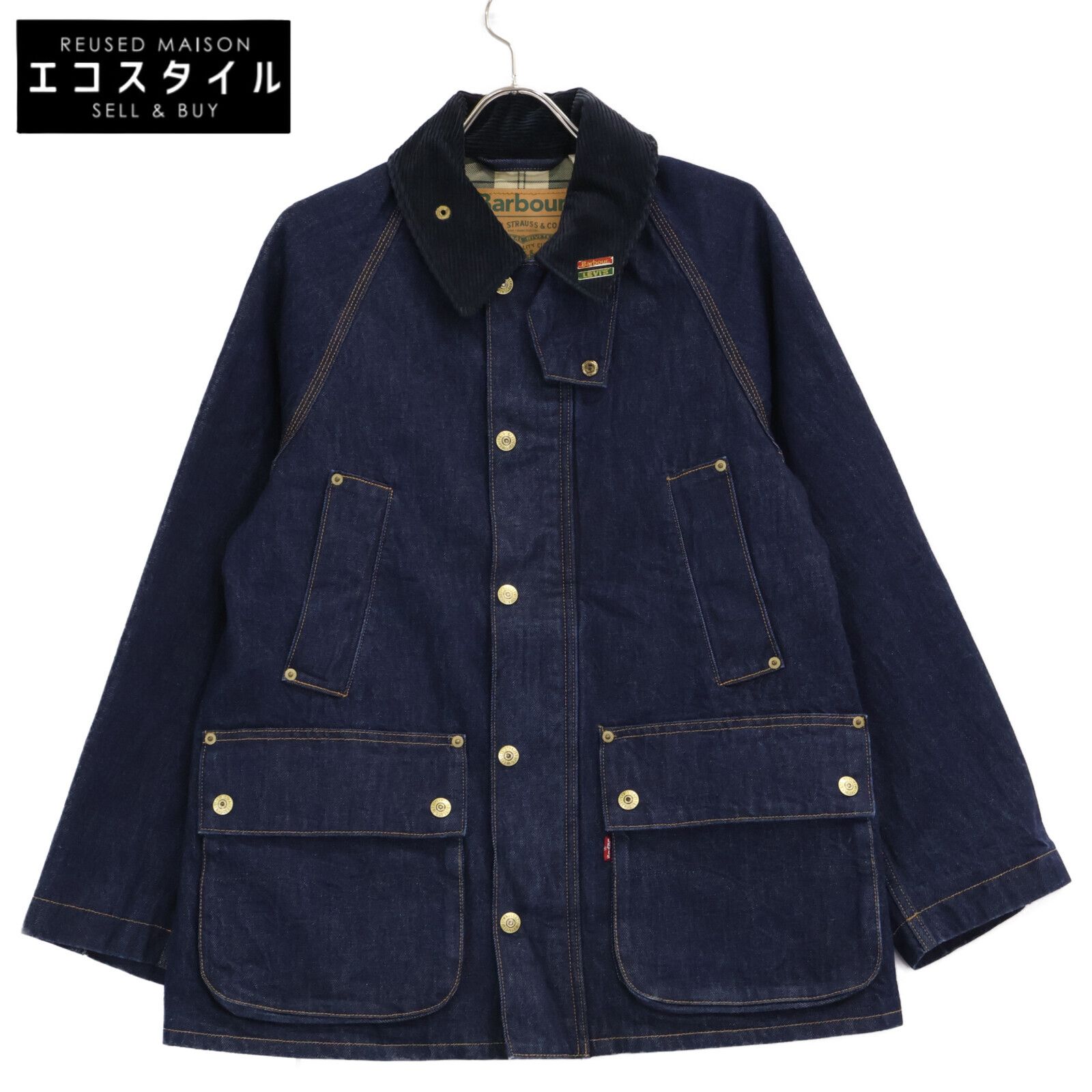 Barbour　バブアー　ｘLevi'sリーバイス【美品/国内正規/25年製】252MCA1081 BEDALE ビデイル オーバーサイズ デニムジャケット　XS