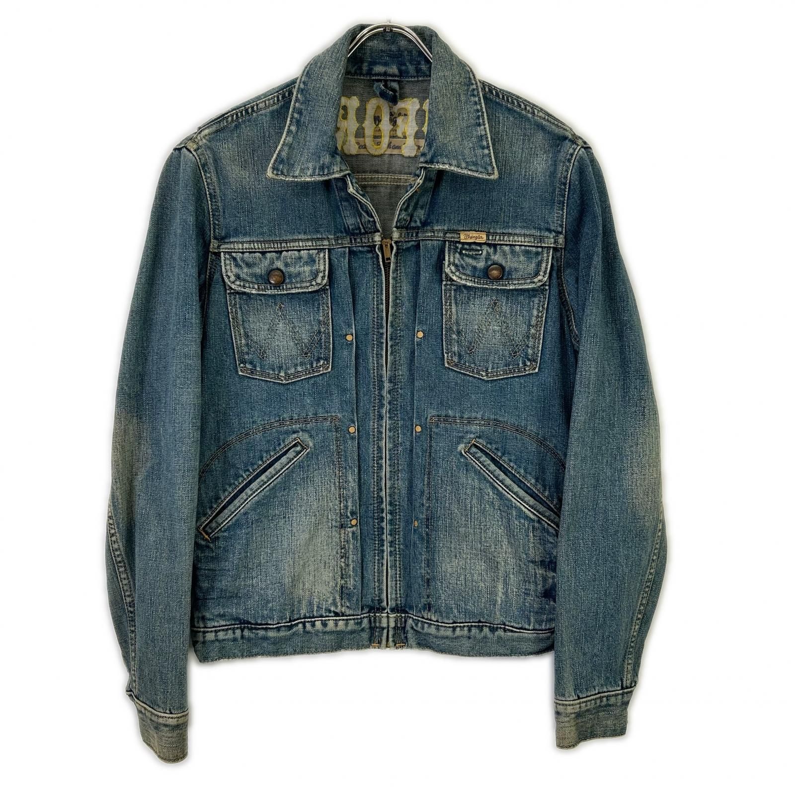 Wrangler ラングラー ブルー カリフォルニア刺繍 ジップ デニム ジャケット S Wrangler ラングラー ブルー カリフォルニア刺繍 ジップ デニム