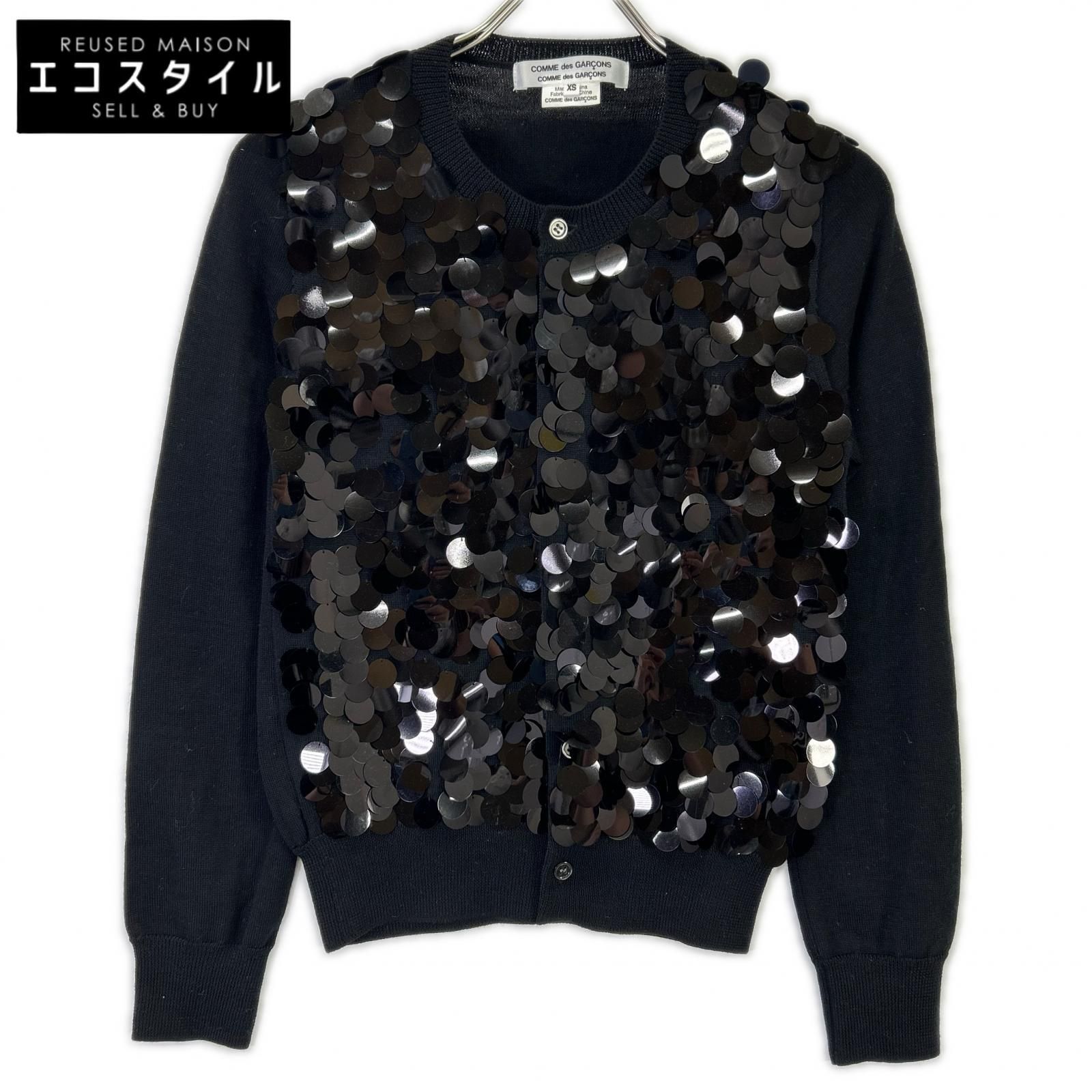 COMMEdesGARCONS COMMEdesGARCONS　コムデギャルソンコムデギャルソン（コムコム）　RB-N012 ブラック スパンコール カーディガン　XS