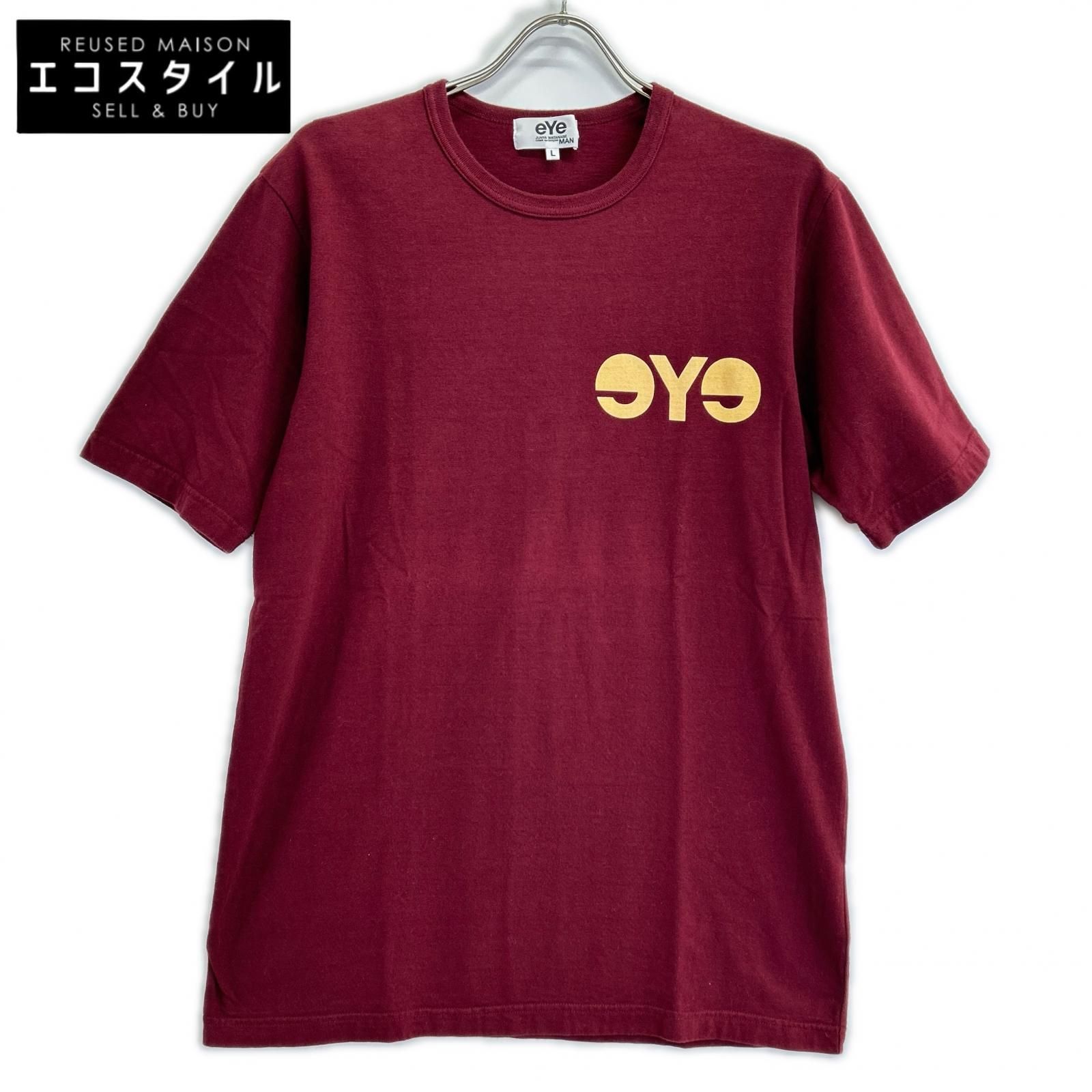 eYe JUNYA WATANABE MAN　アイ ジュンヤ ワタナベ マン　WJ-T904 eyeプリント エンジ クルーネックTシャツ　L