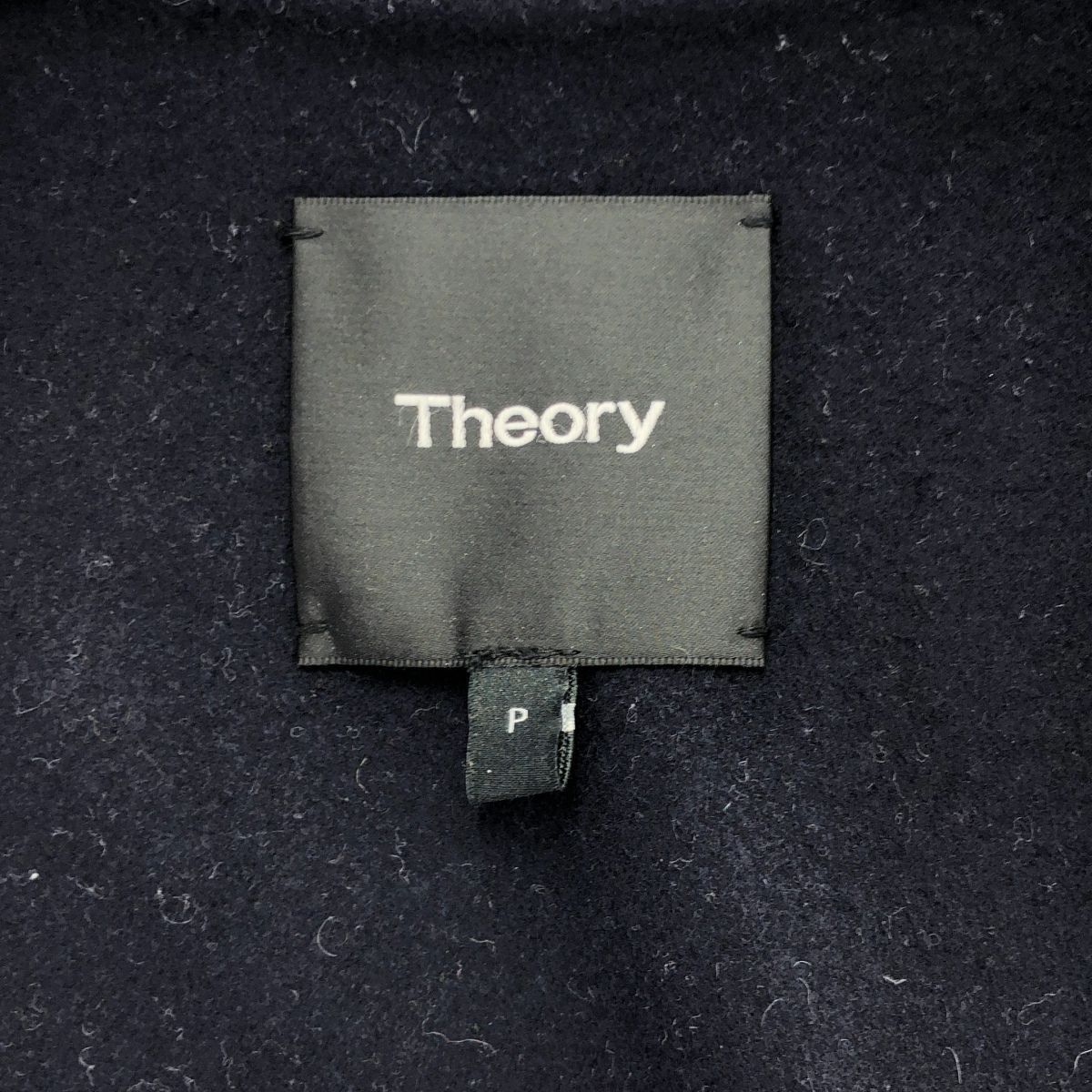 theory セオリー ダブルフェイス ノーカラーロングコート ネイビー P 