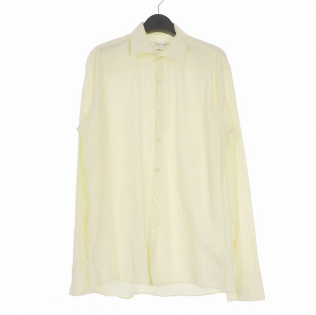 カルバンクライン CALVIN KLEIN ロングスリーブシャツ ギンガムチェック 長袖 41/92 イエロー 黄