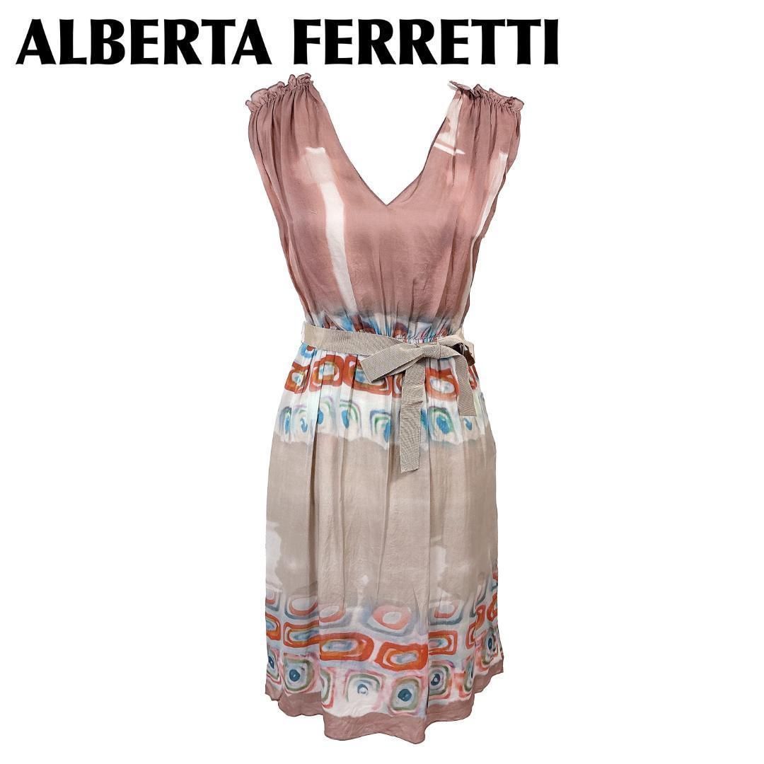 美品 ALBERTA FERRETTI シルクノースリーブワンピース I38 - メルカリ