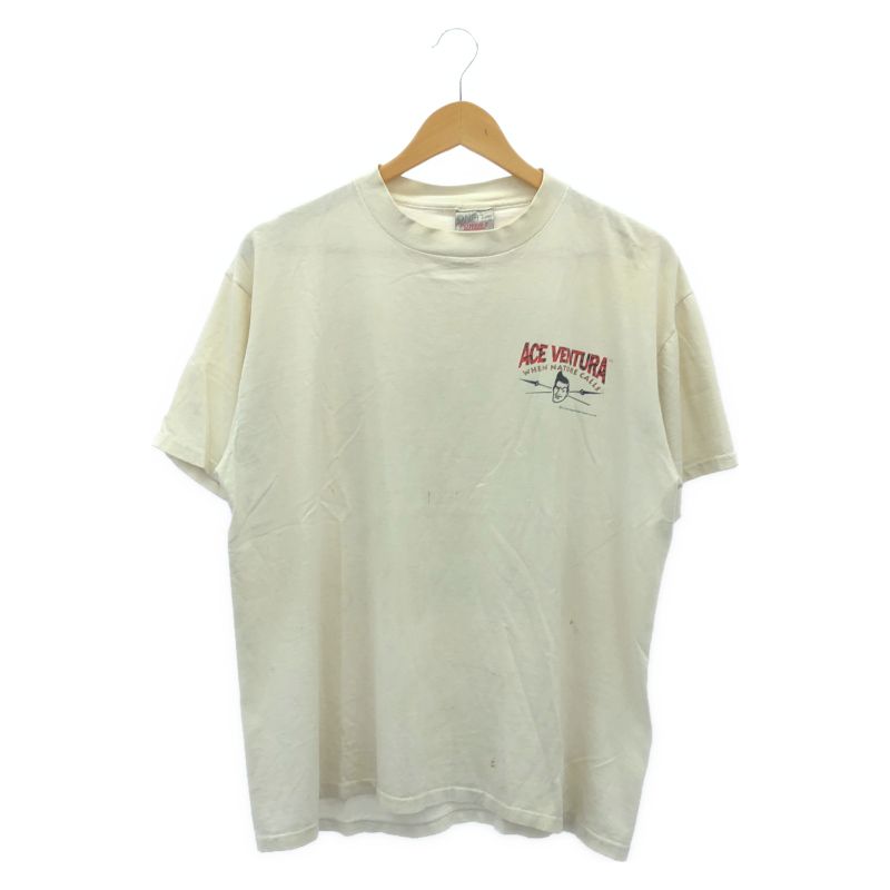 【中古】※穴有 90s ONEITA ACE VENTURA Tシャツ L ホワイト[79]
