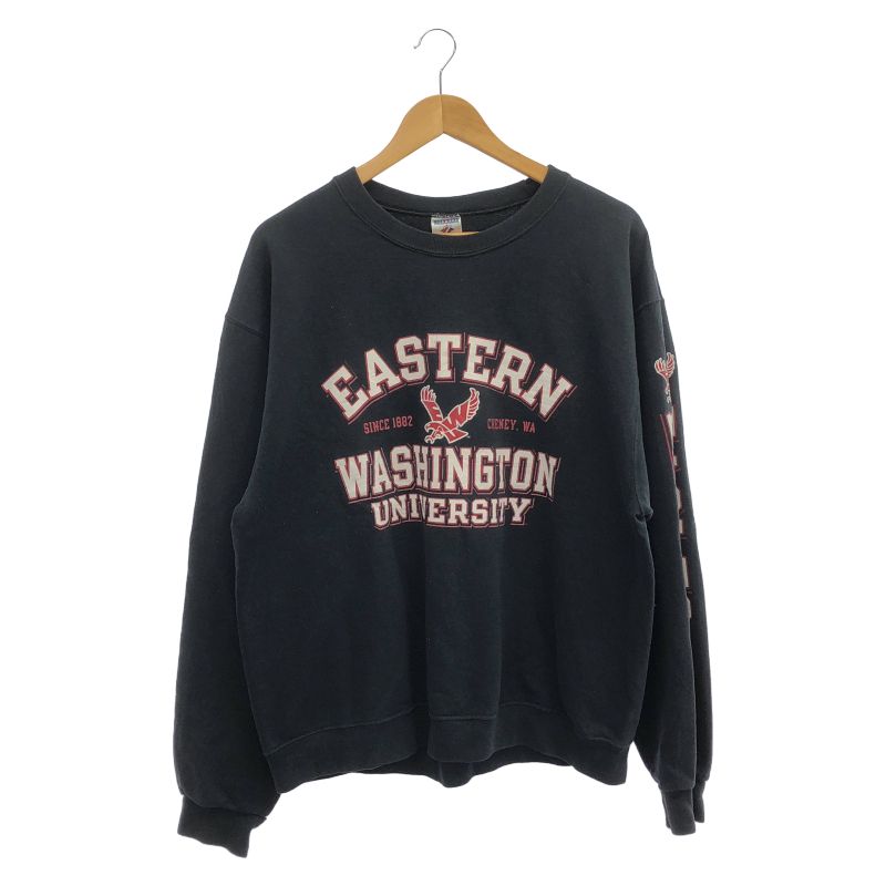 【中古】00s JERZEES カレッジスウェット L ブラック[79]