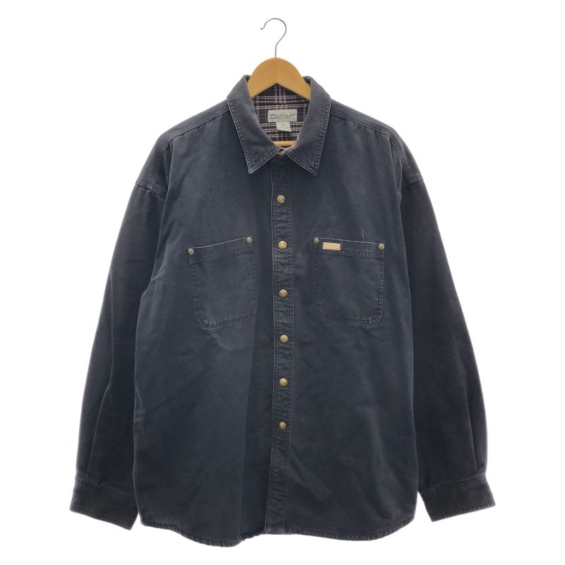 【中古】OLD Carhartt ダックシャツ XL ネイビー[79]