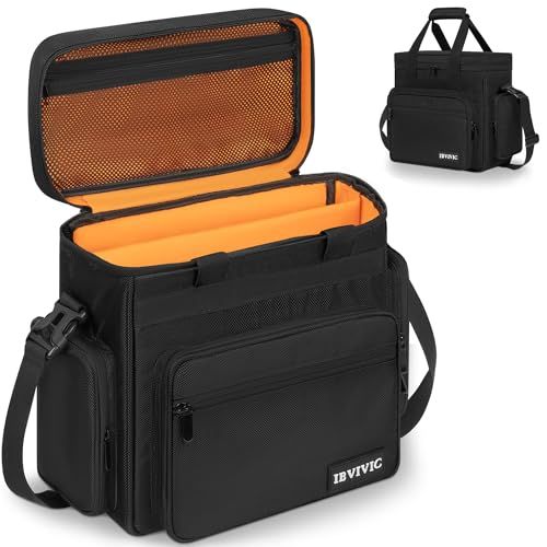 レコードケース lp盤用 長さ17cmx幅33cmx高さ33cm レコード 収納 収納枚数30枚 7/10/12インチ レコードバッグ レコード収納ケース 仕切り板付き ブラック 防塵 撥水 耐衝撃as f423d59a