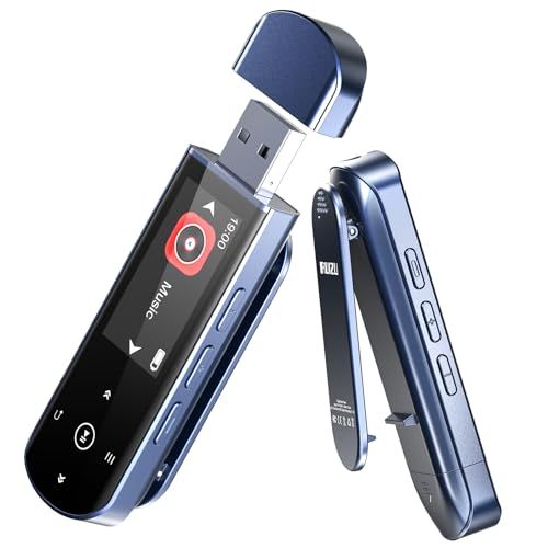 RUIZU 64GB USB MP3プレーヤー Bluetooth 5.3付き、クリップジャム携帯音楽プレーヤー 小型、FMラジオ、録音、line-in機能、再生再開、イコライザー、デジタルオーディオシャッフルリピート、モバイルフォンファイル 9b5aa82a
