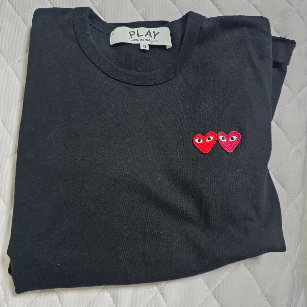 コム・デ・ギャルソン ダブルワッペン 半袖Tシャツ ブラック XL