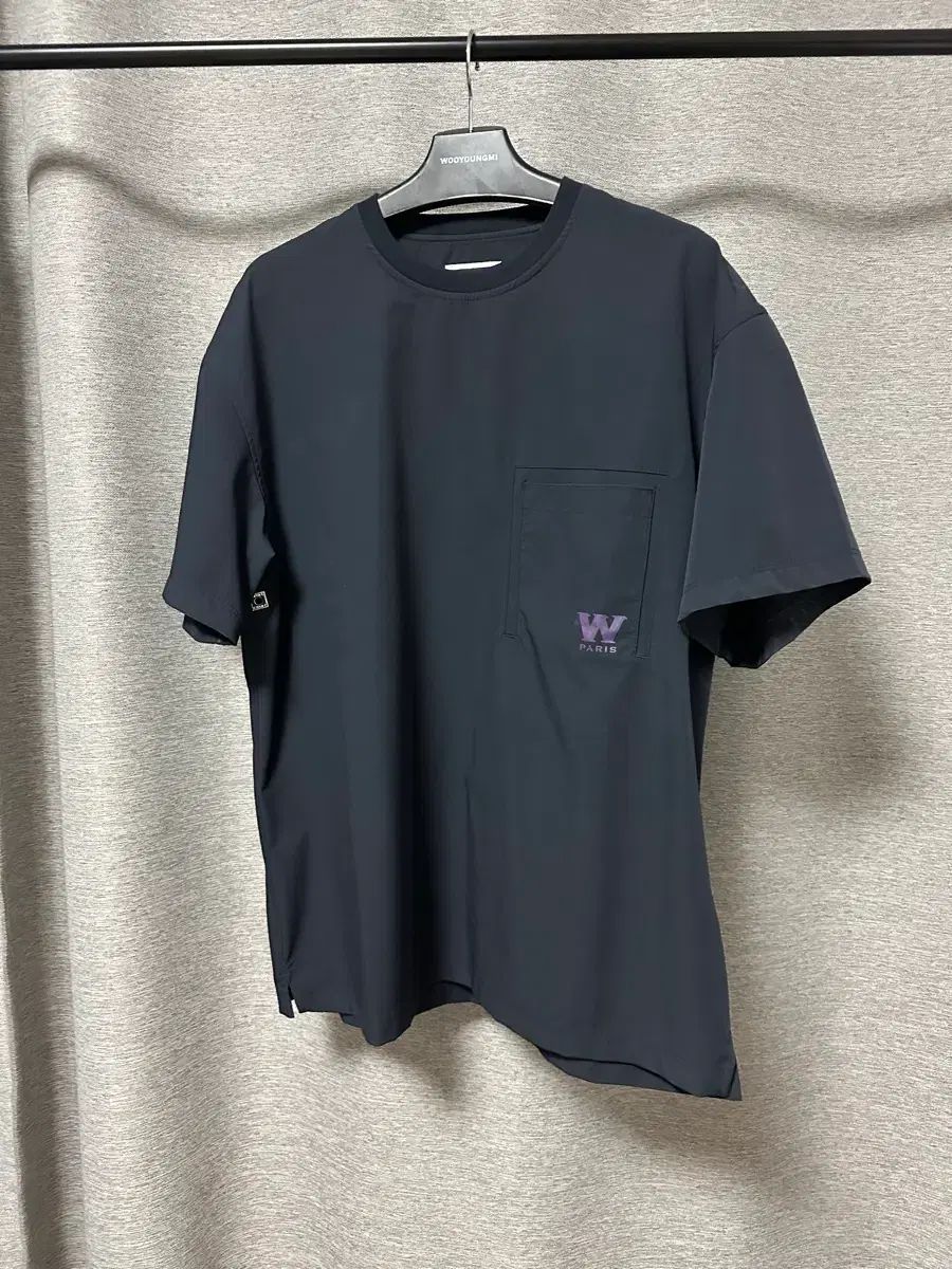WOOYOUNGMI ウーヨンミ ナイロン バックロゴ 半袖 ネイビー/PURPLE パープル (48)